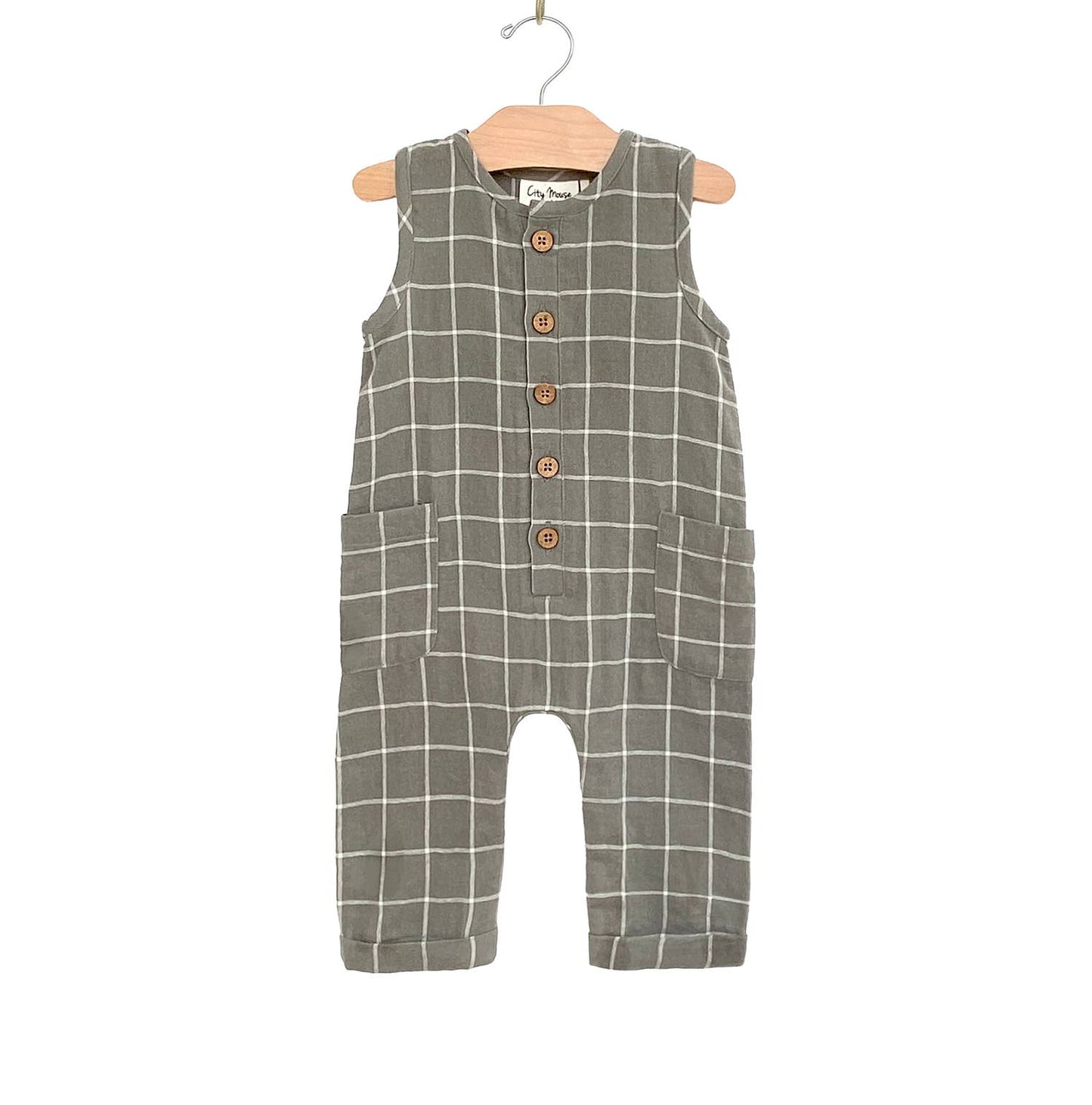 Tank Long Baby Romper- Windowpane