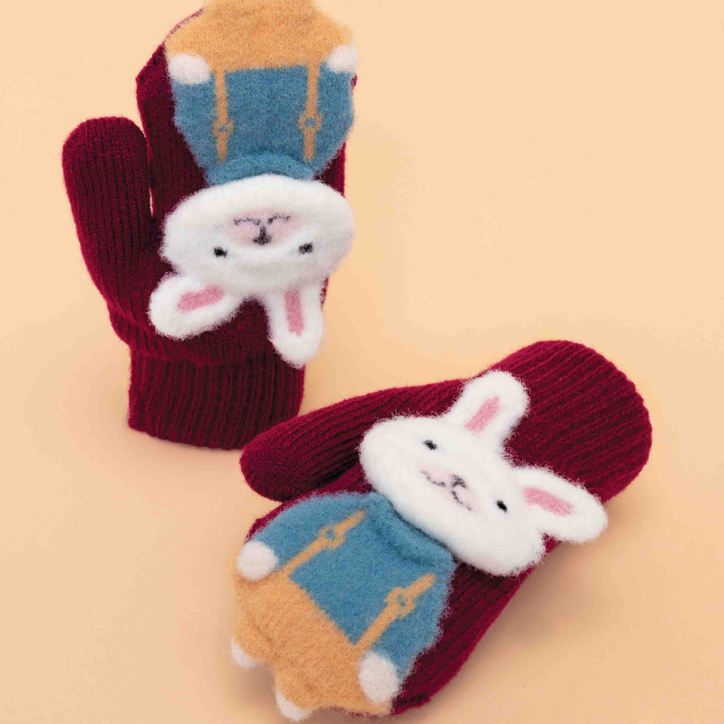 Powder Pals Bunny Mittens - Burgundy