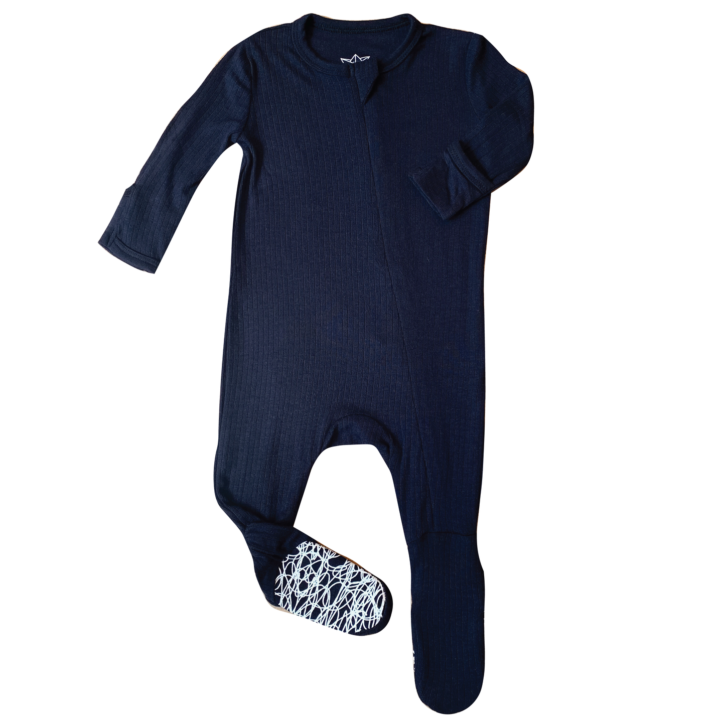 Midnight Rib Knit Bamboo Footed Sleeper