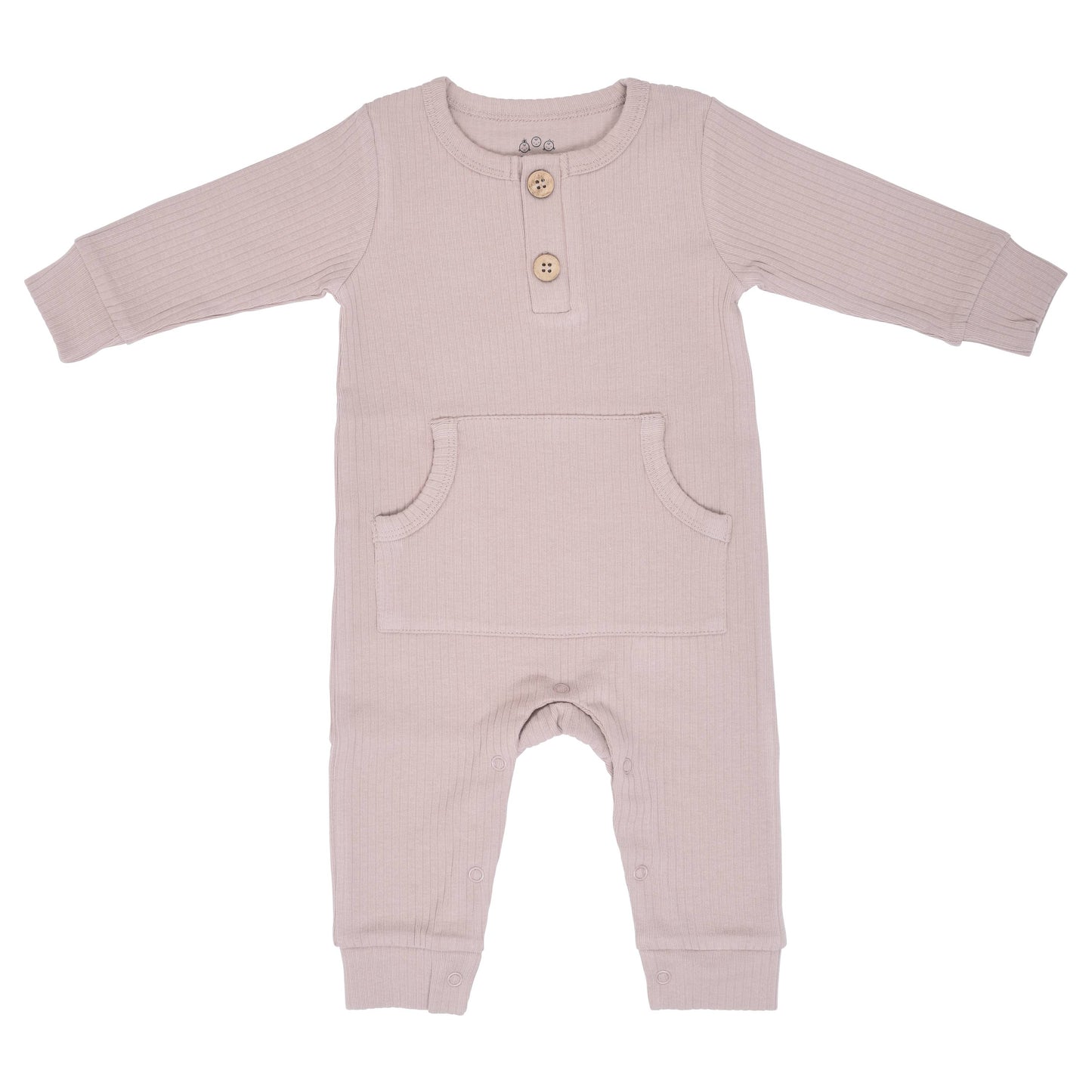 Baby Ribbed Playsuit with Pockets - Mauve