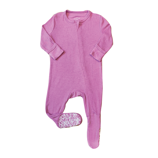 Orchid Rib Knit Bamboo Footed Sleeper