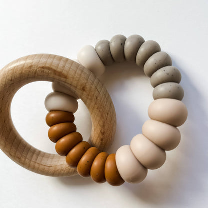 Wood and Silicone Teether - Rust