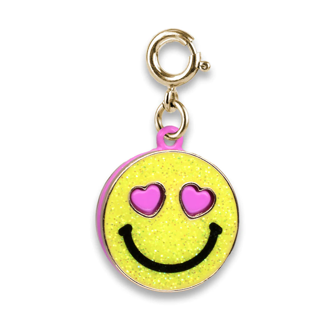 Gold Glitter Smiley Face Charm