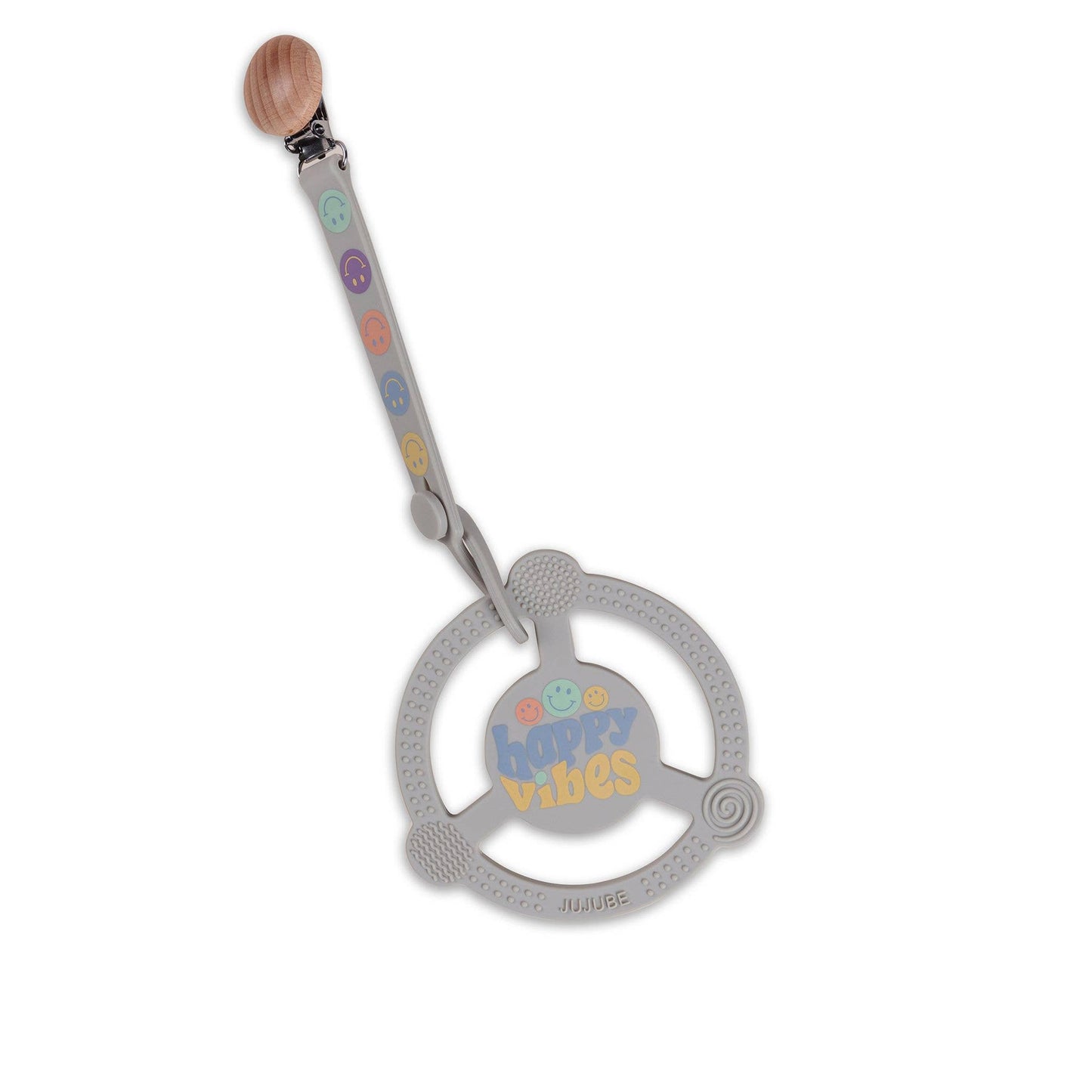 Silicone Teether Ring with Detachable Clip Happy Baby Vibes