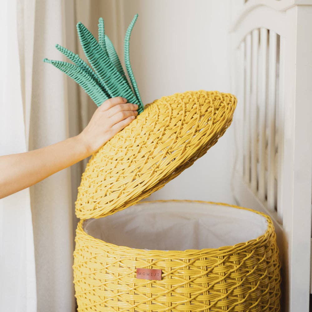 Handcrafted - Pineapple Storage Basket (Yellow) - Rattan