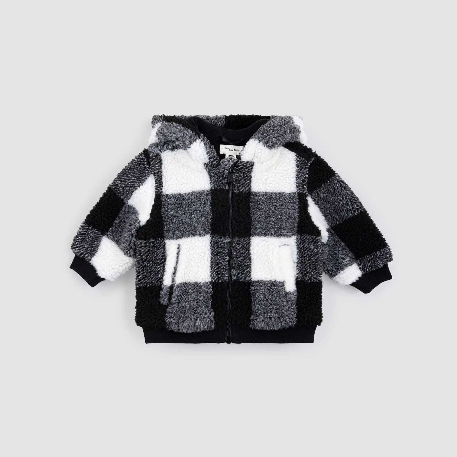Black and White Checkered Hooded Children's Jacket