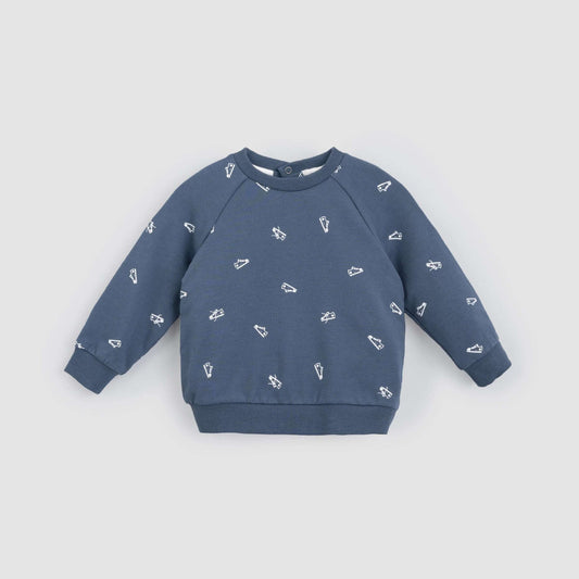 Sneakers Print on Steele Blue Baby Sweatshirt