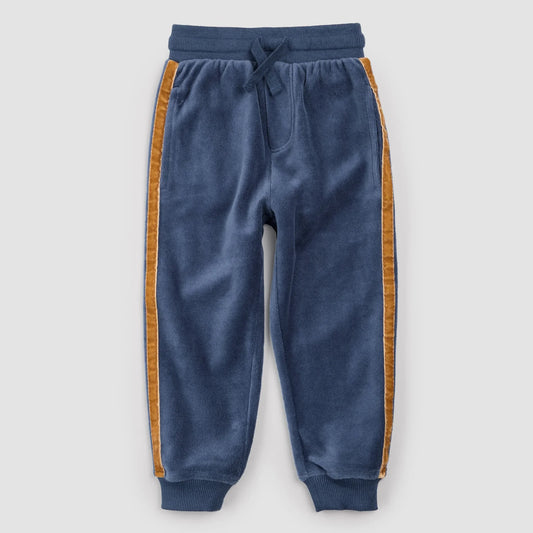 Retro Stripe on Miles Blue Velour Joggers