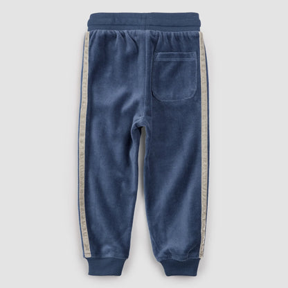 Retro Stripe on Miles Blue Velour Joggers
