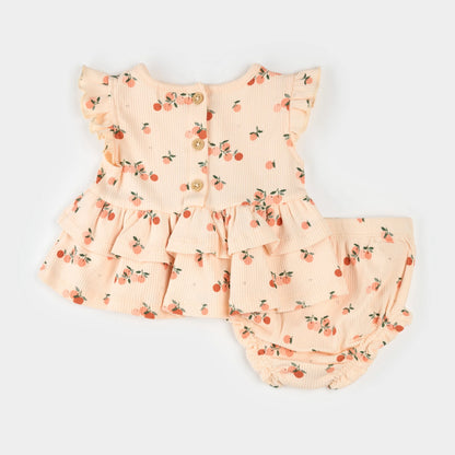 Agrumes Print on Barely Coral Ribbed Outfit Set
