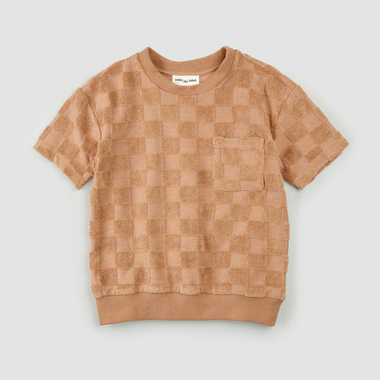 Embossed Checkerboard Rosewood Children's Terry Cloth Top