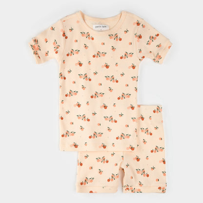 Agrumes Print on Ribbed Barely Coral Summer Sleep Set