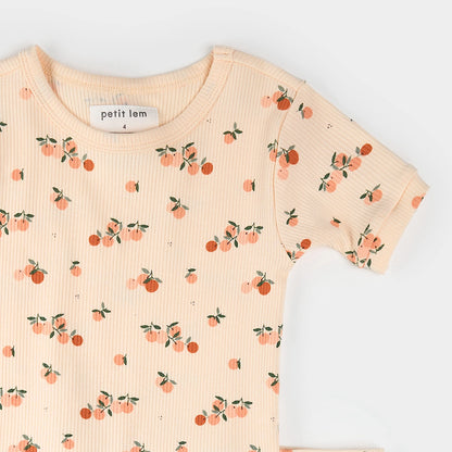 Agrumes Print on Ribbed Barely Coral Summer Sleep Set