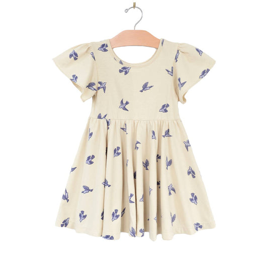 Twirl Dress- Bluebird- Natural