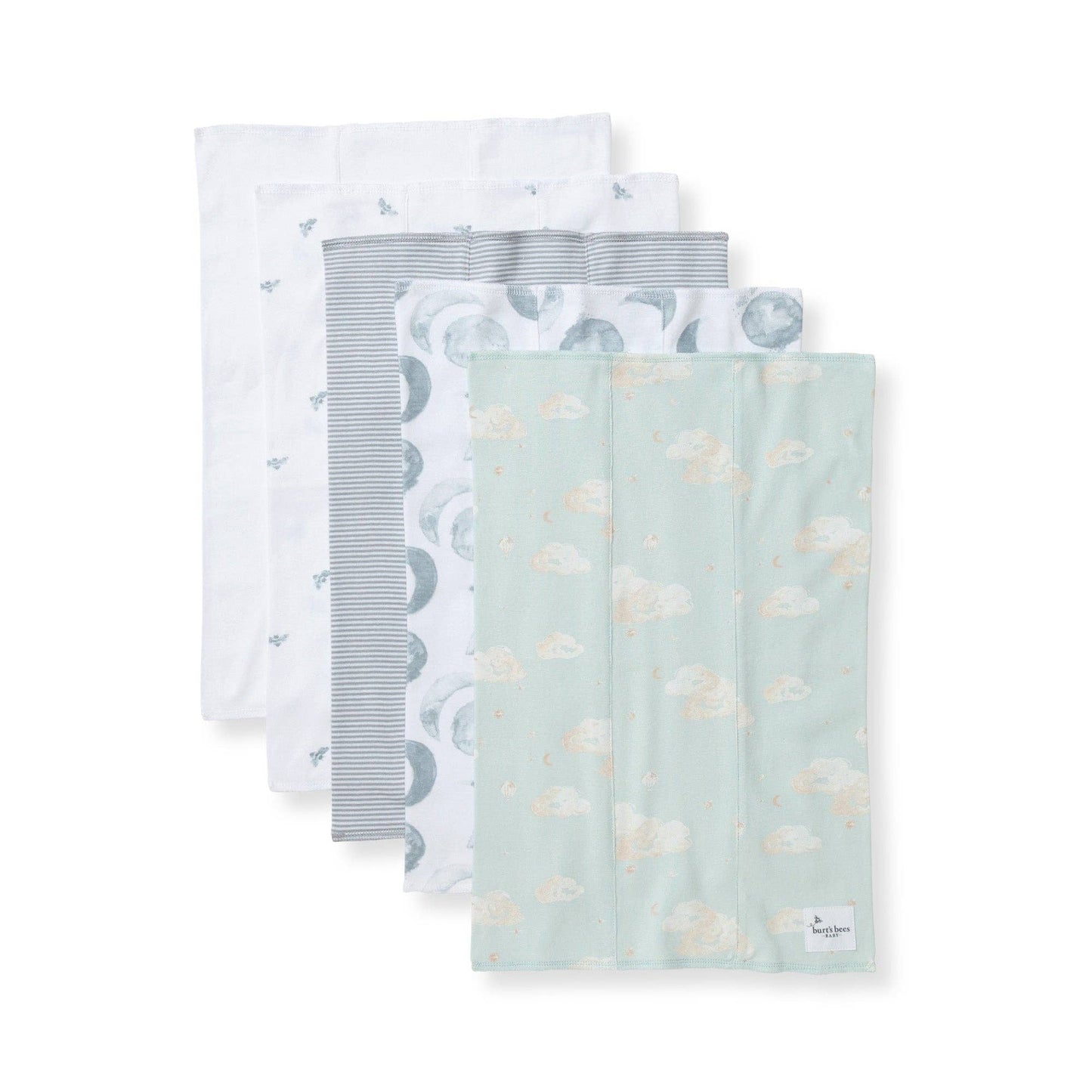 Set of 5 Hello Moon Burp Cloths - Quarry