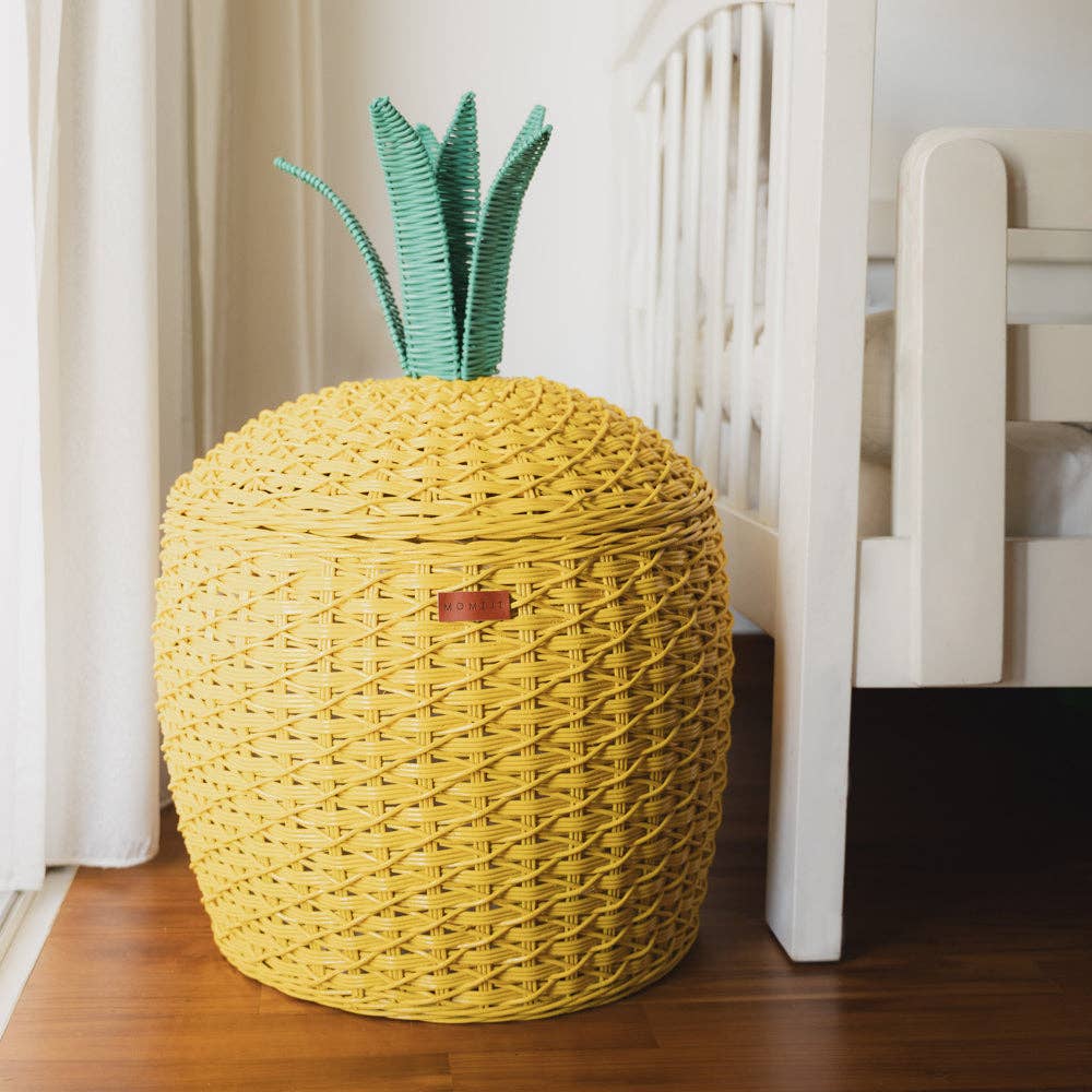 Handcrafted - Pineapple Storage Basket (Yellow) - Rattan