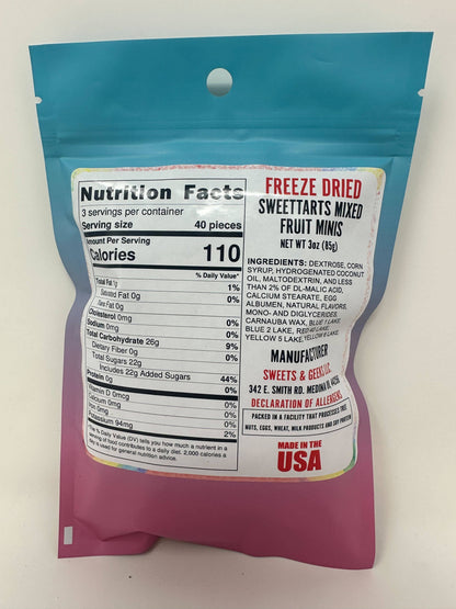 Freeze Dried Sweetarts Mini - Mixed Fruit 3.0oz Peg Bag