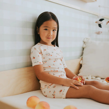 Agrumes Print on Ribbed Barely Coral Summer Sleep Set