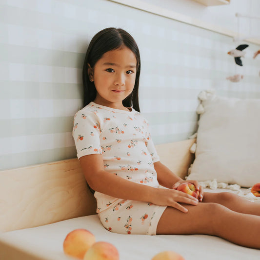 Agrumes Print on Ribbed Barely Coral Summer Sleep Set