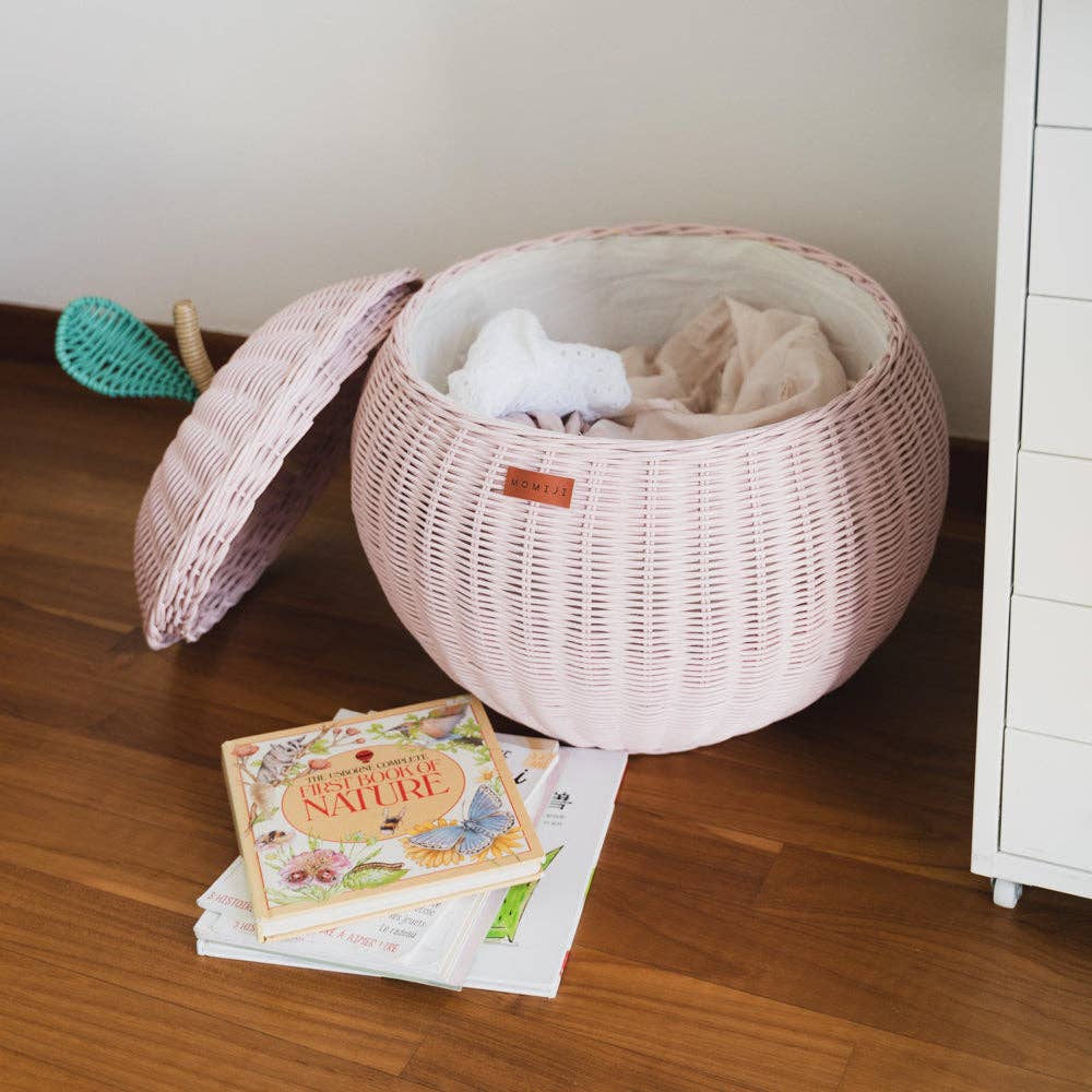 Handcrafted - Apple Storage Basket (Pink) - Rattan Wicker