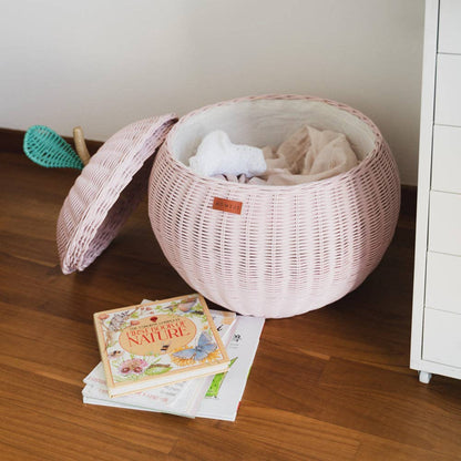 Handcrafted - Apple Storage Basket (Pink) - Rattan Wicker