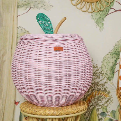 Handcrafted - Apple Storage Basket (Pink) - Rattan Wicker