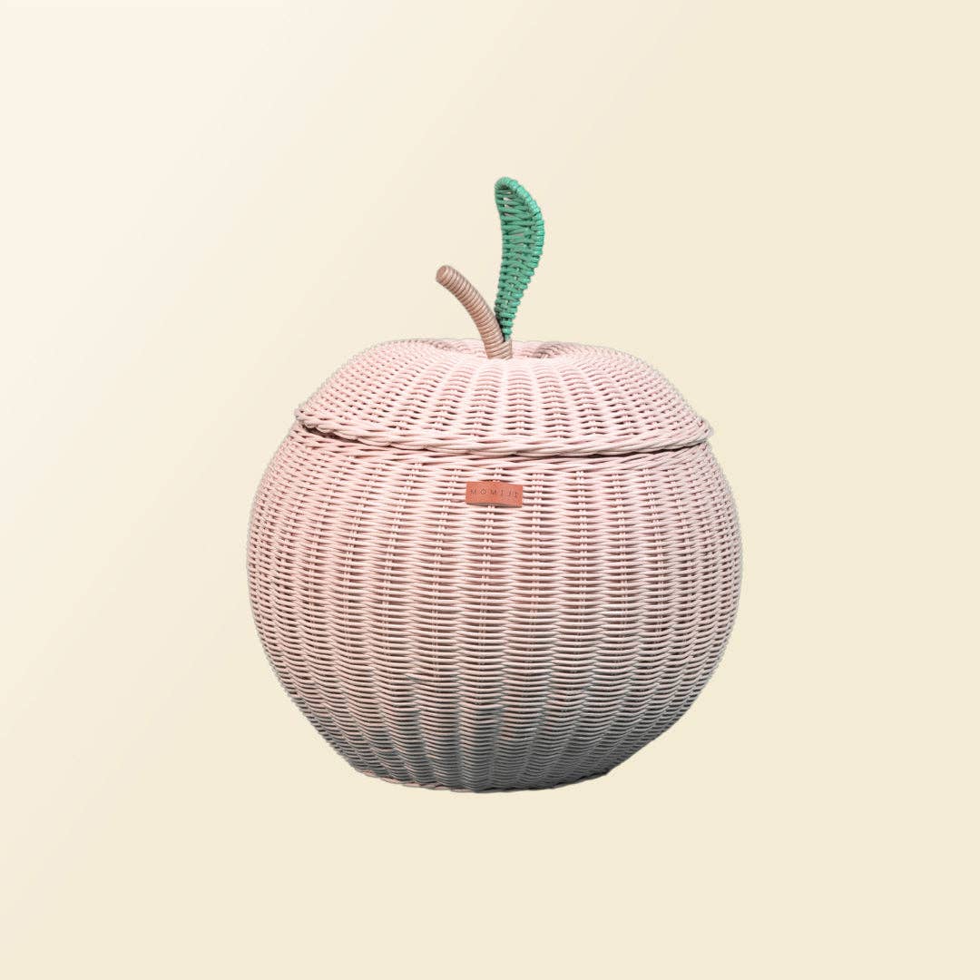 Handcrafted - Apple Storage Basket (Pink) - Rattan Wicker