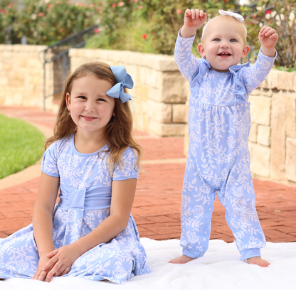 Baby Periwinkle Floral Ruffle-Trim Playsuit