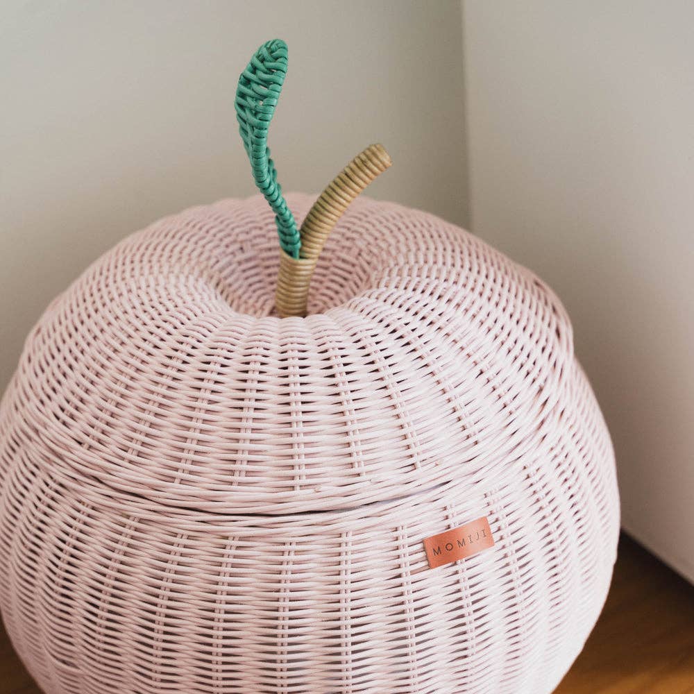 Handcrafted - Apple Storage Basket (Pink) - Rattan Wicker