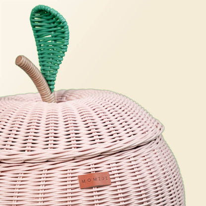 Handcrafted - Apple Storage Basket (Pink) - Rattan Wicker