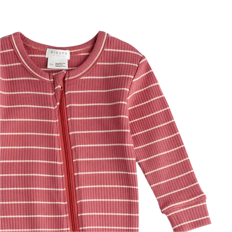 Raspberry Striped Modal Rib Sleeper