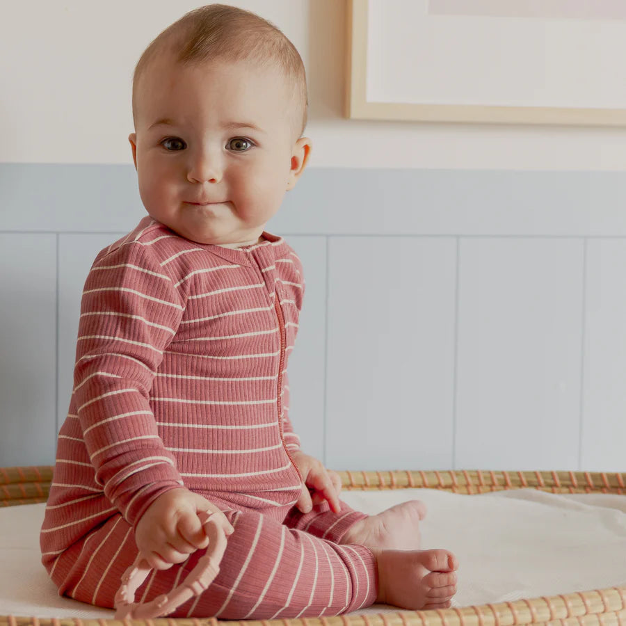 Raspberry Striped Modal Rib Sleeper