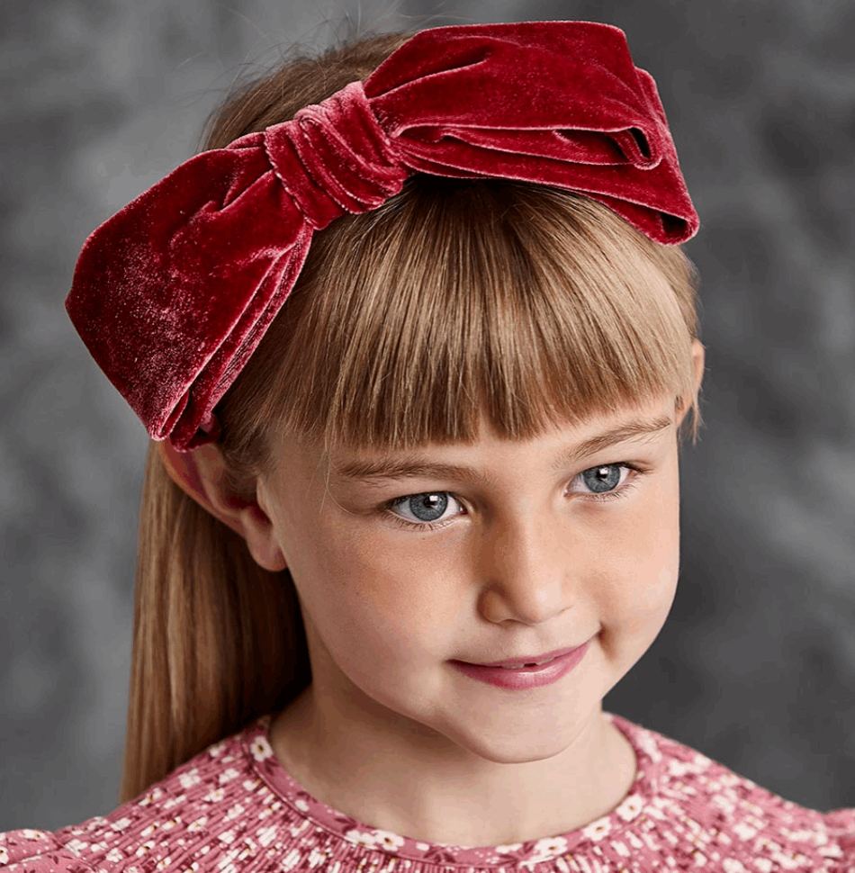 Velvet Bow Headband Crimson