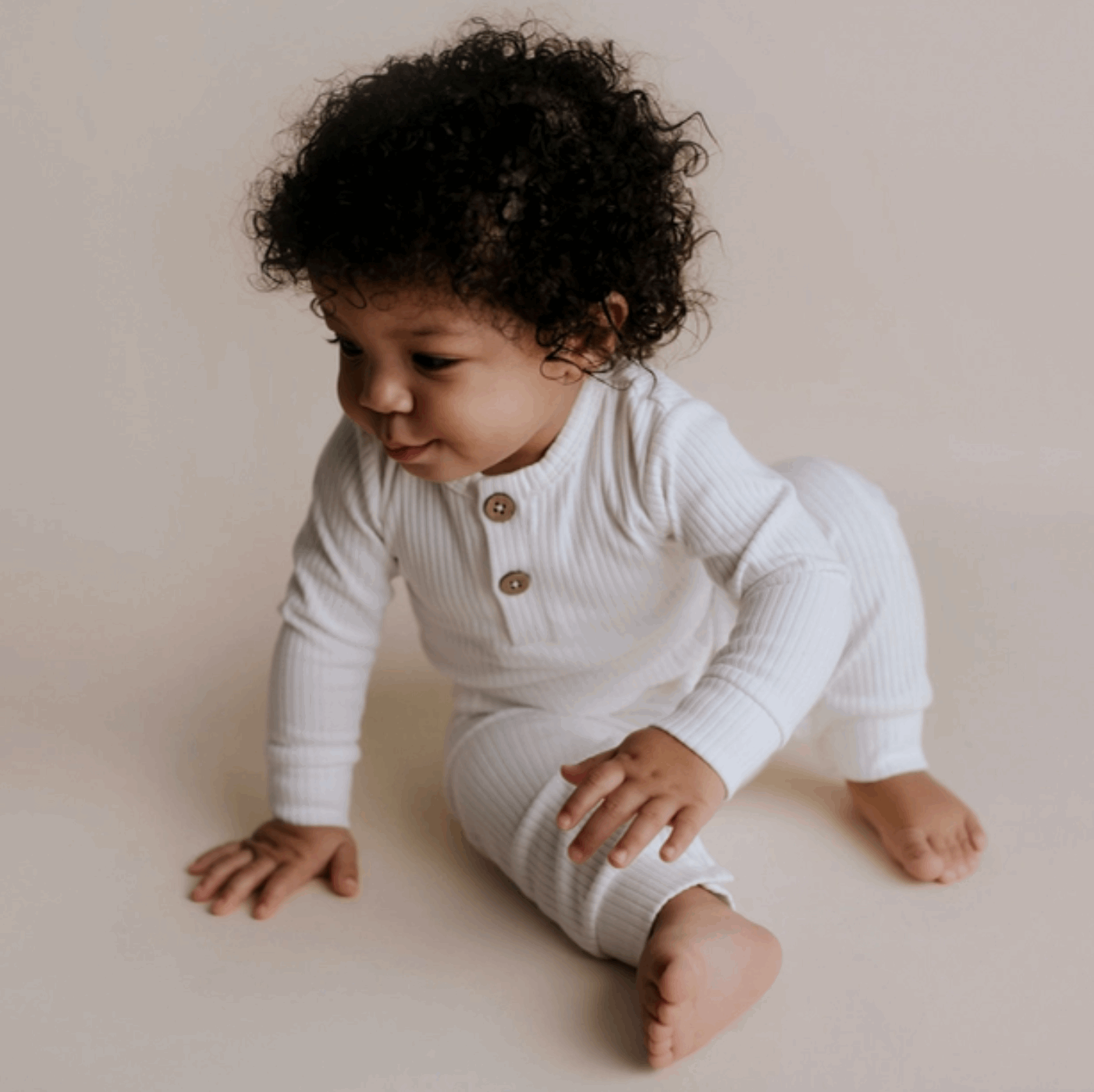 Baby Ribbed Playsuit with Pockets - White