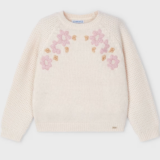 Embroidered Flowers Children's Sweater