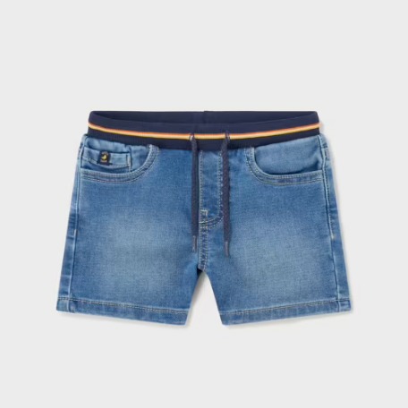 Baby Denim Shorts with Striped Waist