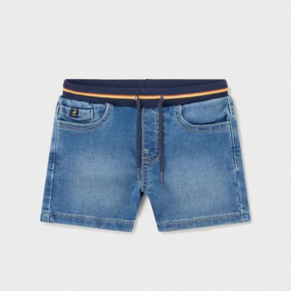 Baby Denim Shorts with Striped Waist