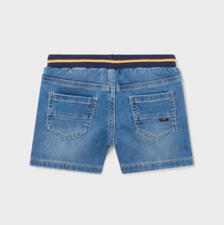 Baby Denim Shorts with Striped Waist