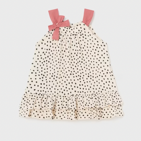 Baby Polkadot Crepe Dress with Bow