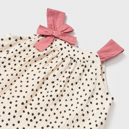 Baby Polkadot Crepe Dress with Bow