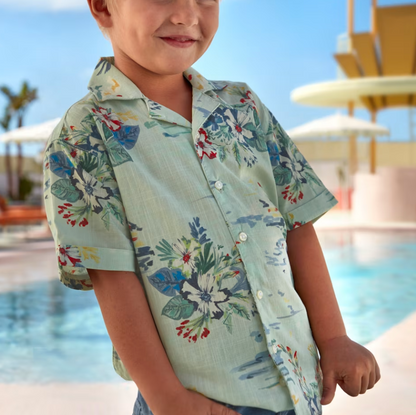 Hawaiian Print Children's Dress Shirt
