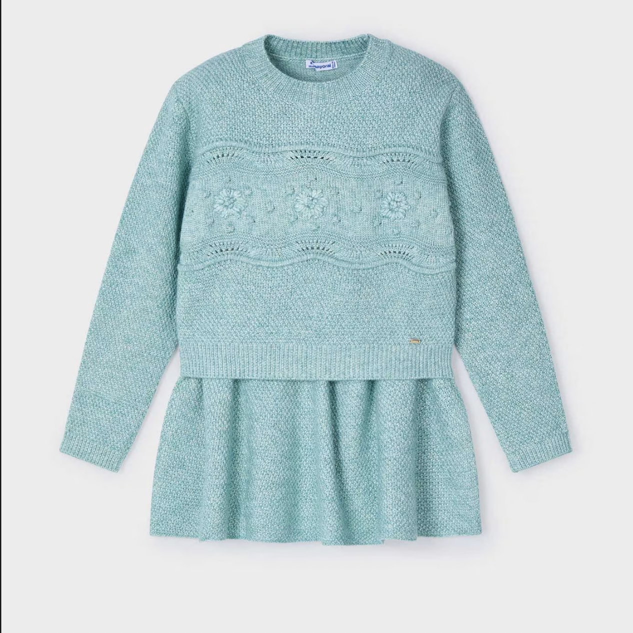 Teal Sweater and Skirt Set