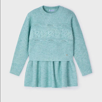 Teal Sweater and Skirt Set