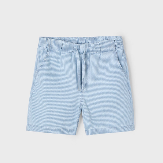 Striped Denim Bermuda Shorts