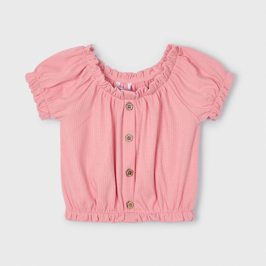 Salmon Ribbed Children's Top