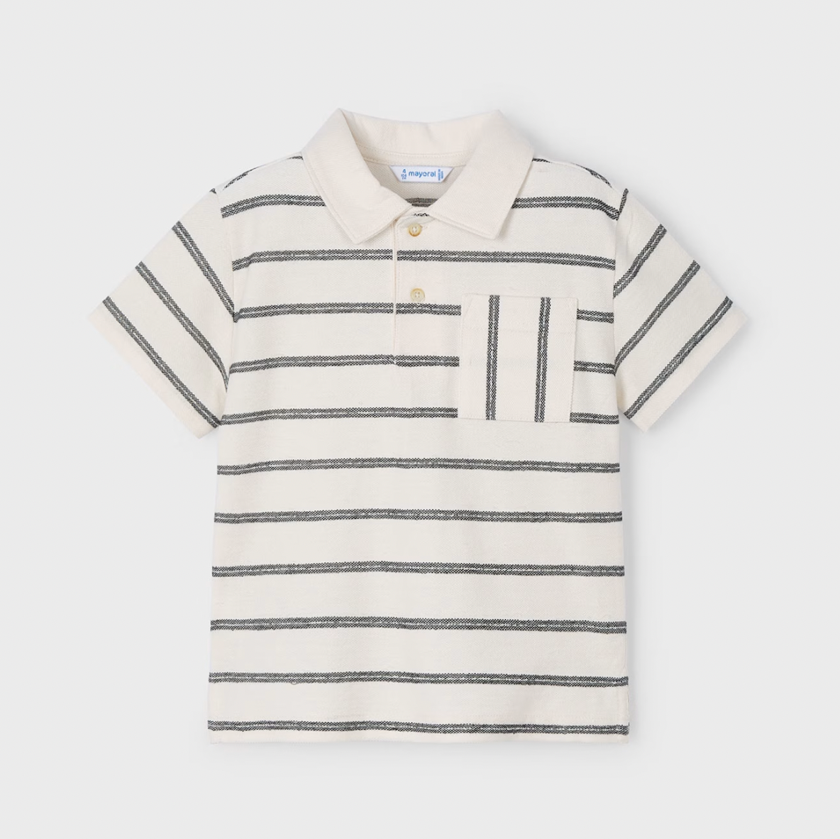 Striped Polo Shirt with Pocket for Children