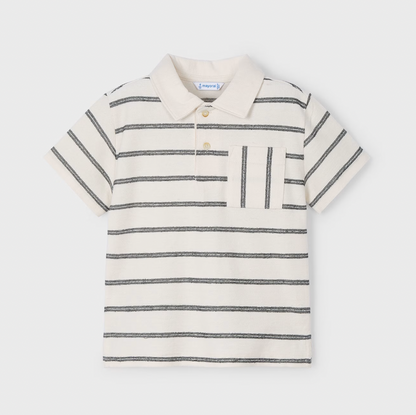 Striped Polo Shirt with Pocket for Children