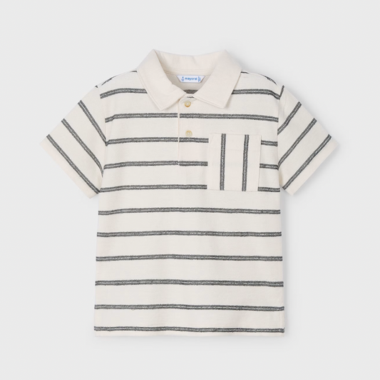 Striped Polo Shirt with Pocket for Children
