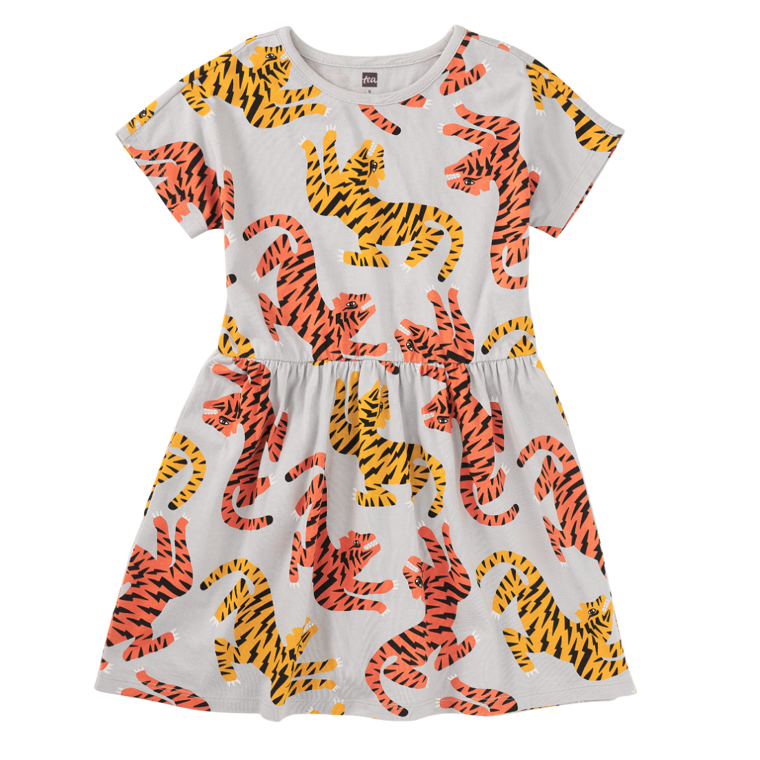 Short Sleeve Twirl Dress - Lightning Tiger