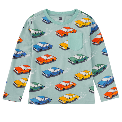 Long Sleeve Pocket Tee - Vintage Cars
